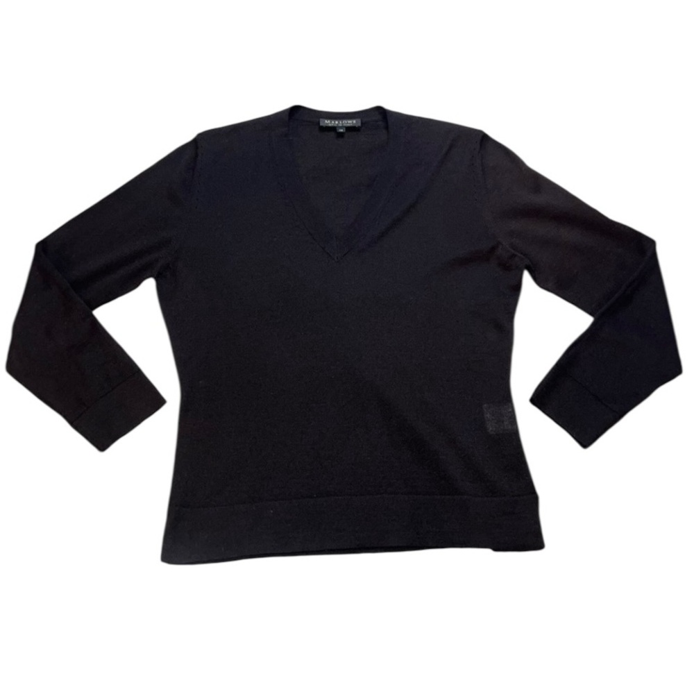 NWOT Marlowe Second Skin Cashmere Silk Brown V-Neck Sweater Italy X-Small XS